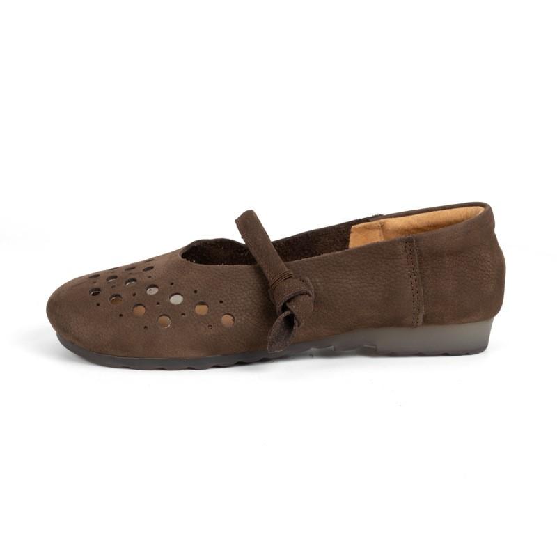Johnature Retro duté prodyšné ploché boty Sandály z pravé kůže s měkkou podrážkou Všestranná dámská obuv