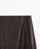 Masimodutti Napa Leather Bow Detail Midi Skirt