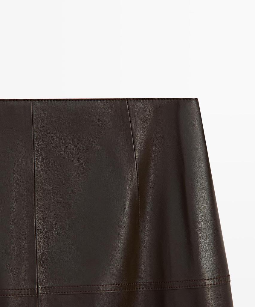 Masimodutti Napa Leather Bow Detail Midi Skirt