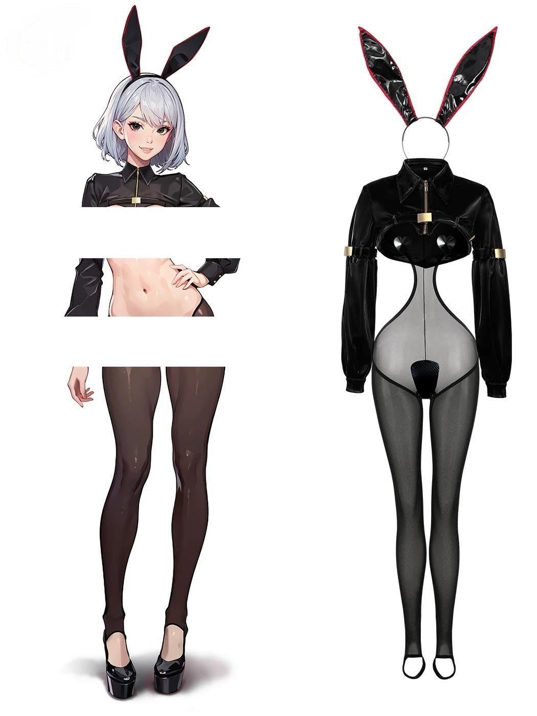 

Эмаль PU Материал Косплей Tokutaisha Bunny Girl Стиль Кролик Утягивающий Открытый промежность Кожа Косплей Сексуальный Стиль [Ashotplz] Костюм, Персонаж, Уши, чёрный