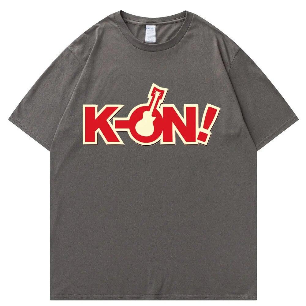 T-Shirt Unisex k-on Grafik weißes T-Shirt Vintage Grunge Japan T-Shirt Grafikästhetik Übergroßes Baumwoll-Kurzarm-T-Shirt T-Shirt