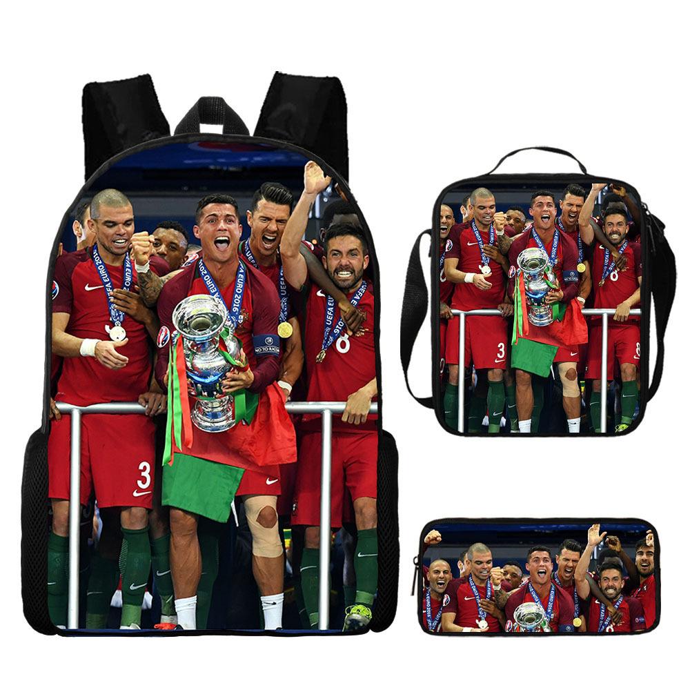 Zaino Stampa Stella del Calcio Tre Pezzi Zaino Scolastico per Bambini, Zaino per Studenti delle Scuole Primarie e Secondarie, Astuccio