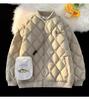 Men's Diamond Quilted Cotton Bomber Jacket - Versatile Hong Kong & College Style Winter Outerwear
