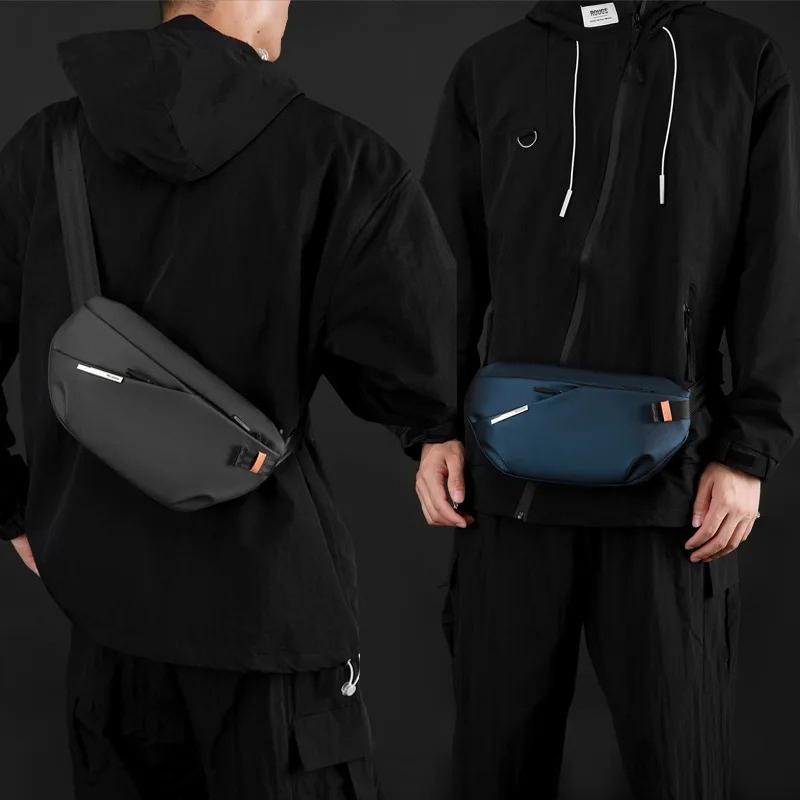 Men's Waterproof Chest Bag Multi-Pocket Waist Pack Outdoor Sports Running Belt Bag Travel Crossbody Sling Backpack