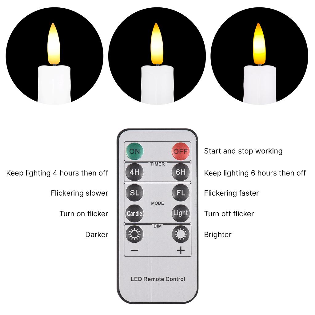 6 Pack Flameless Candles with Remote 2 Timer 2 Flicking Speed 5 Brightness Adjustable USB Operated