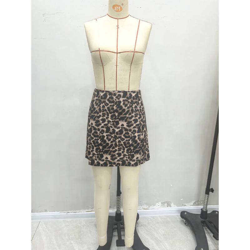 Leopard Print Skirt Internet Celebrity Ins Short Skirt Women's Autumn Skirt High Waist Slimming A-line One-step Skirt