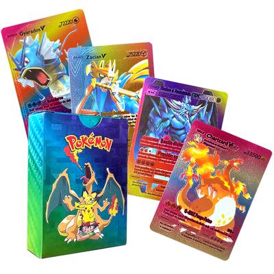 55Pcs Gold Foil Assorted Playing Cards VSTAR GX EX VMAX MEGA TAG TEAM Energy Trainer Charizard Pikachu Rare Pokemon Cards G34