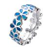 White Blue Opal Flower Shaped Hoop Ring Women's Temperament Ring