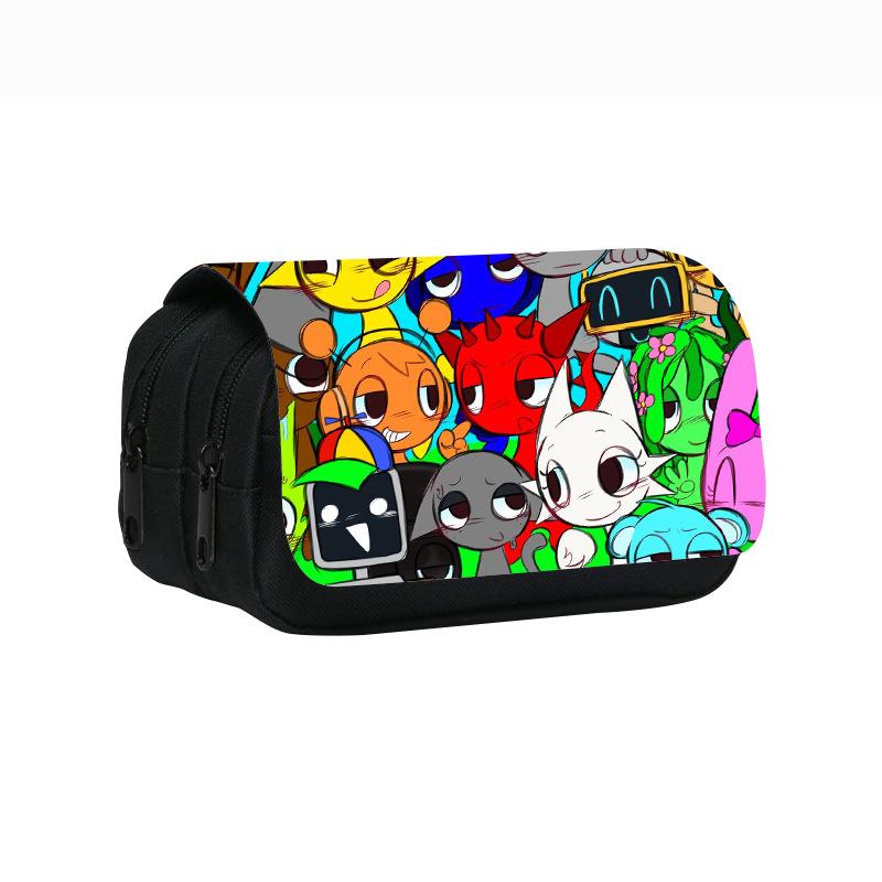 Neues Rhythmusbox-bedrucktes doppellagiges Federmäppchen, Sprunki Musikspiel Schulsachen-Tasche für Grund- und Mittelschüler.
