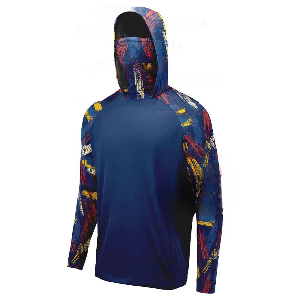 MALFC Men Hood Fishing Shirt long sleeve fishing t shirt uv protection Fishing Apparel