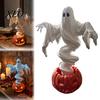 Halloween-Dekorationen für drinnen und draußen, Wirbelnder Geist Kürbis Hoflampe, Beleuchtete gruselige Statue, Warme LED-Batteriebetriebene Lampen-Dekoration, Herbst Garten