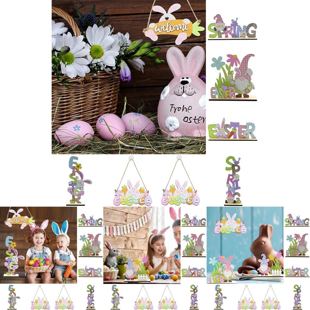 Eco-friendly Painted Wooden Easter Bunny Table Toppers For Decor