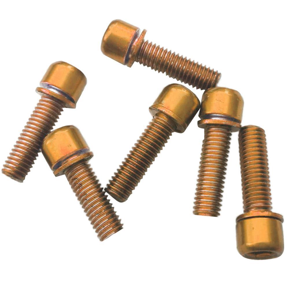 Set of 18Pcs, Cycling Bike Screws M5 x 18 Carbon Steel Bicycle Disc Brake Caliper Bolts (6 6 Gold +
