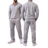 Men's Lapel Collar Long Sleeve Sweatshirt and Sweatpants Set Casual Loose Fit