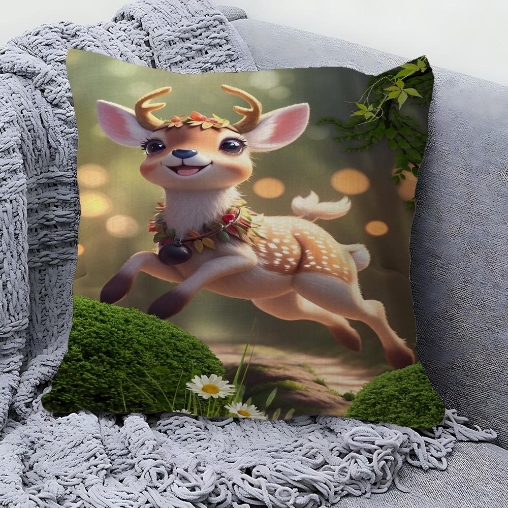 Cartoon Cute Deer Jungle Pillowcases Home Bedding Decorative Pillow Cover Wedding Super Soft Pillow Case