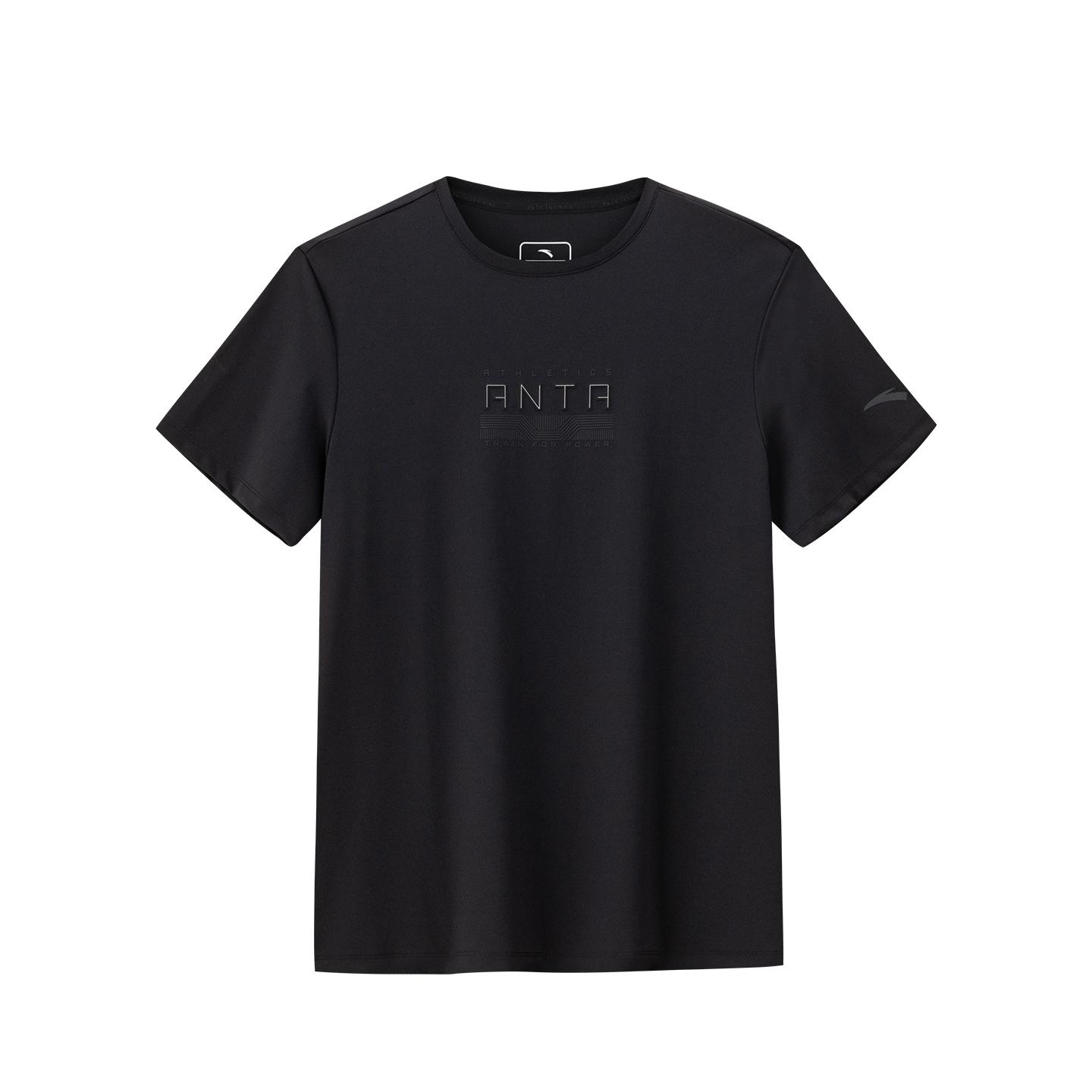

Anta Training Series Mens Sports Short Sleeve Knitted Shirt Summer 2026 T-Shirt Men tops Basic-Black 152627122-5 2XL