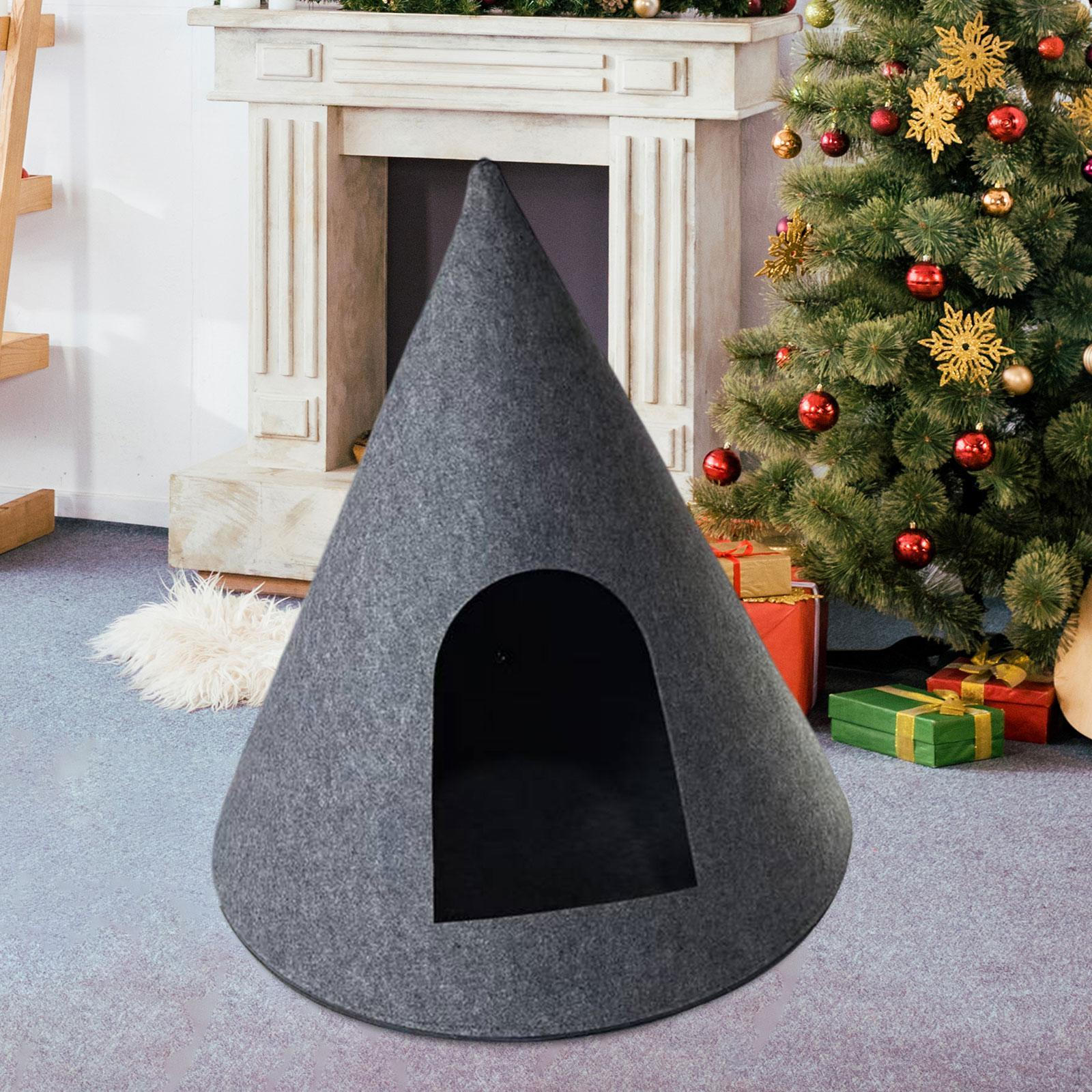 

Різдвяне ліжко для кота, будиночок, прикраса, креативне, дихаюче, зручне, стабільне, Black