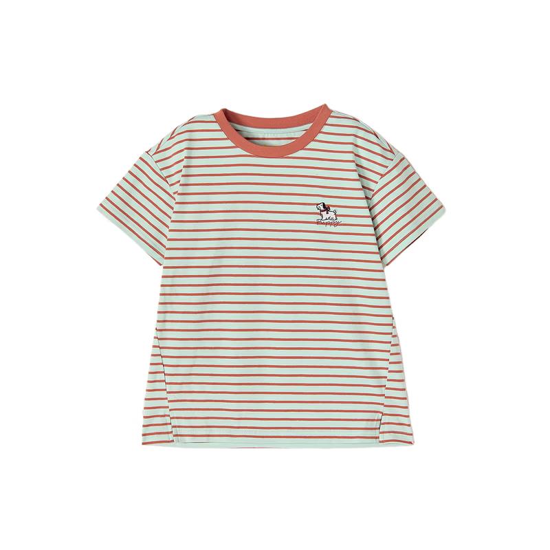 Deesha Girls  Striped Puppy Short-Sleeve T-Shirt 130