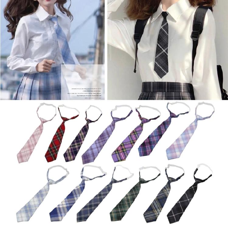 Lazy JK Ties Plaid Uniform School Student Necktie for Boy Girl Cosplay Neckwear