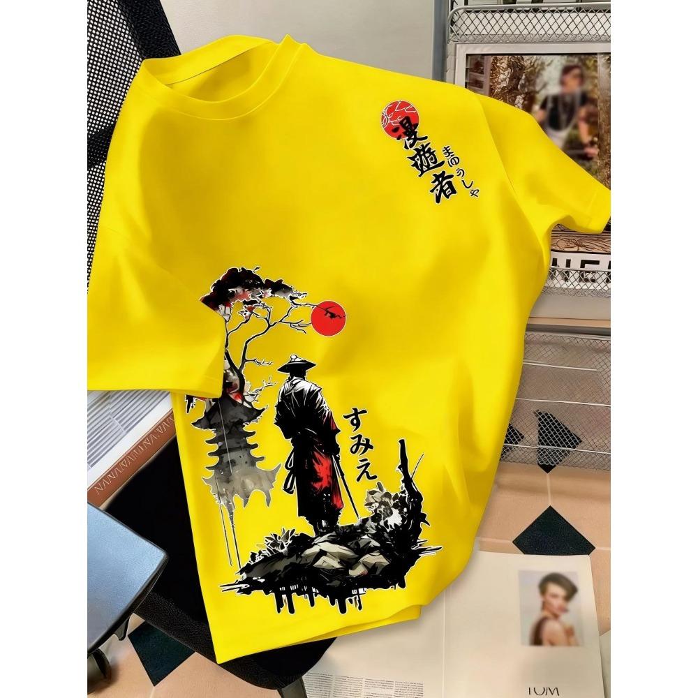 European and American men's summer wandering swordsman print comfortable and breathable round neck T-shirt outdoor street top