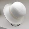 Designer Elegant Pearl Rims Fisherman Hat Fashion Socialite Retro Straw Hat Summer Sun Block Fisherman Hat