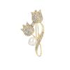 Elegant Inlaid Diamond Tulip Pearl Brooch for Women - Luxurious Suit and Coat Accessory