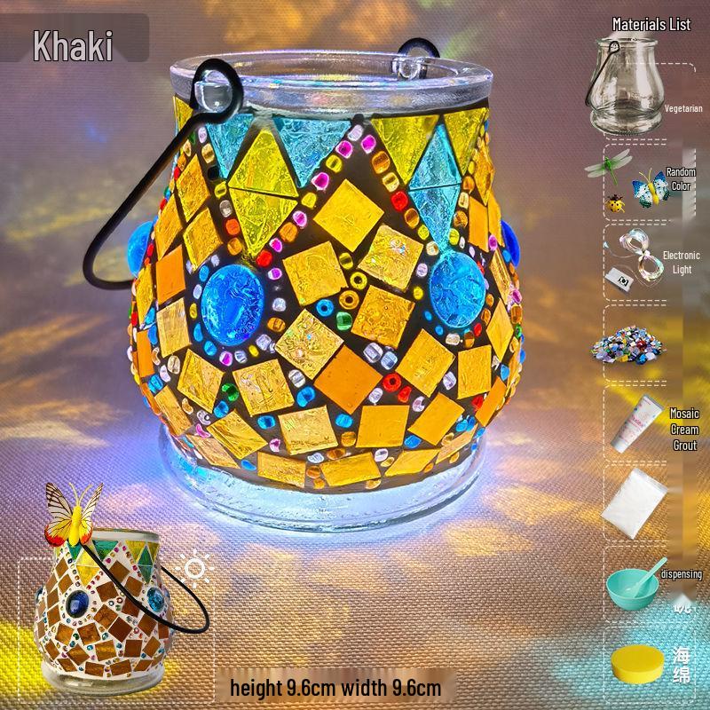 Glass Mosaic Candle Holder DIY Kit: Handmade Parent-Child Educational Toy for Children's Day