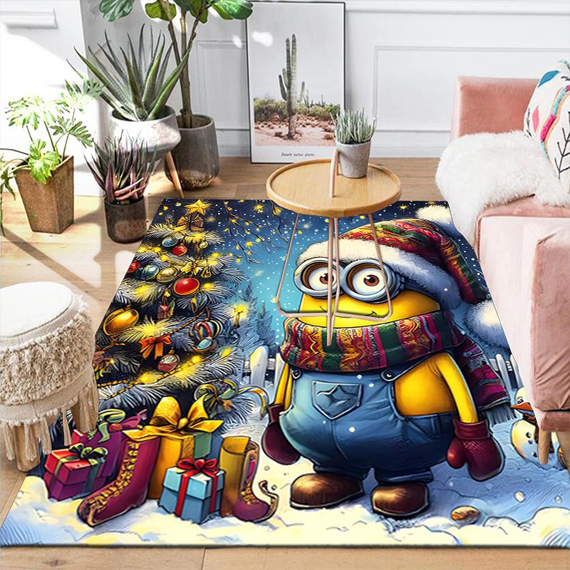 1Pc Christmas Minions Celebration Rug Office Carpet Indoor Outdoor Doormat Nonslip Soft And Comfortable Living Room Christmas Halloween Gift D91858
