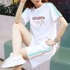 Women's Korean-Style Summer White Loose Plus Size Short Sleeve T-Shirt & Shorts Set