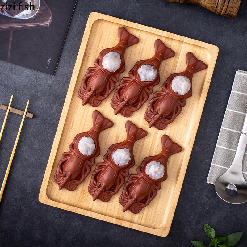 Shrimp Shaped Purple Clay Dish Ceramic Dining Plate Set Dessert Plate Dim Sum Dish Fruit Bowl Serving Plates Cake Snack Bowl