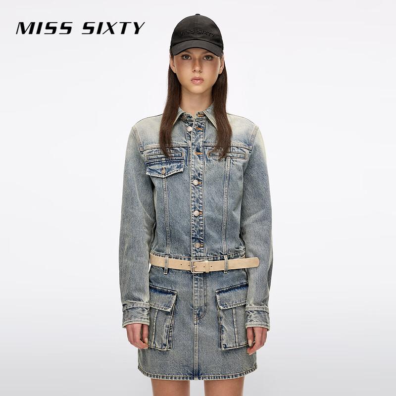 MISS SIXTY Women s Low-Waist Denim Mini Dress with Belt L