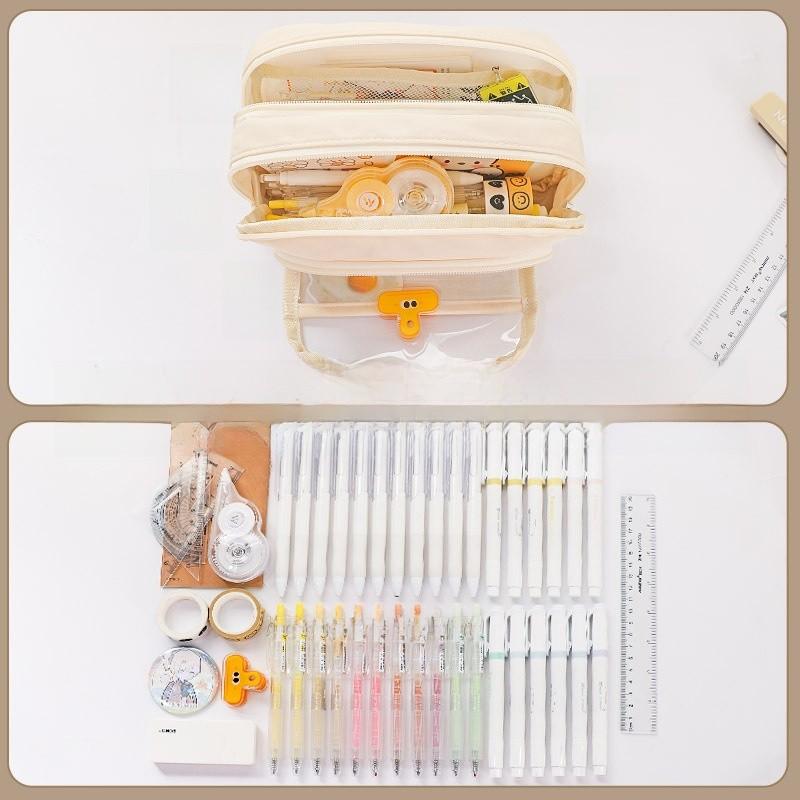 Minimalist Clear Large Pencil Case With Transparent Window For Students And Teens