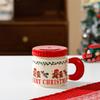 400ML Christmas Coffee Cups Personalized Ceramic Mug with Lid Cute Home Office Copo Breakfast Milk Drinking Friend Kid Xmas Gift
