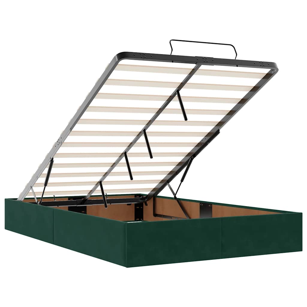 Ottoman Bed with Mattress Dark Green 120x200 Cm Velvet