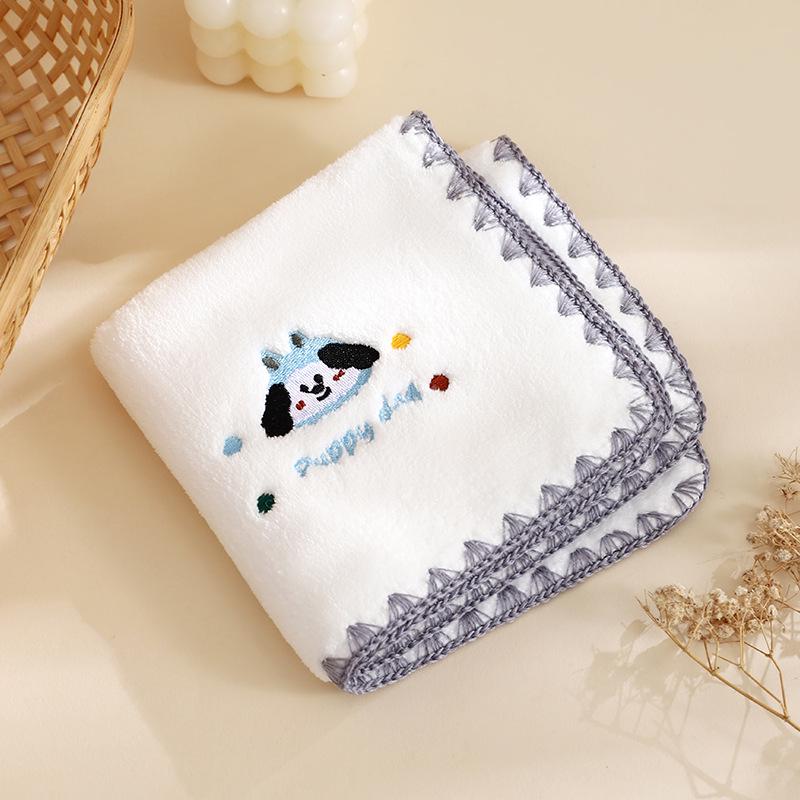 Soft Cute Cartoon Coral Fleece Hanging Hand Towel - Absorbent Kitchen Wiping Cloth