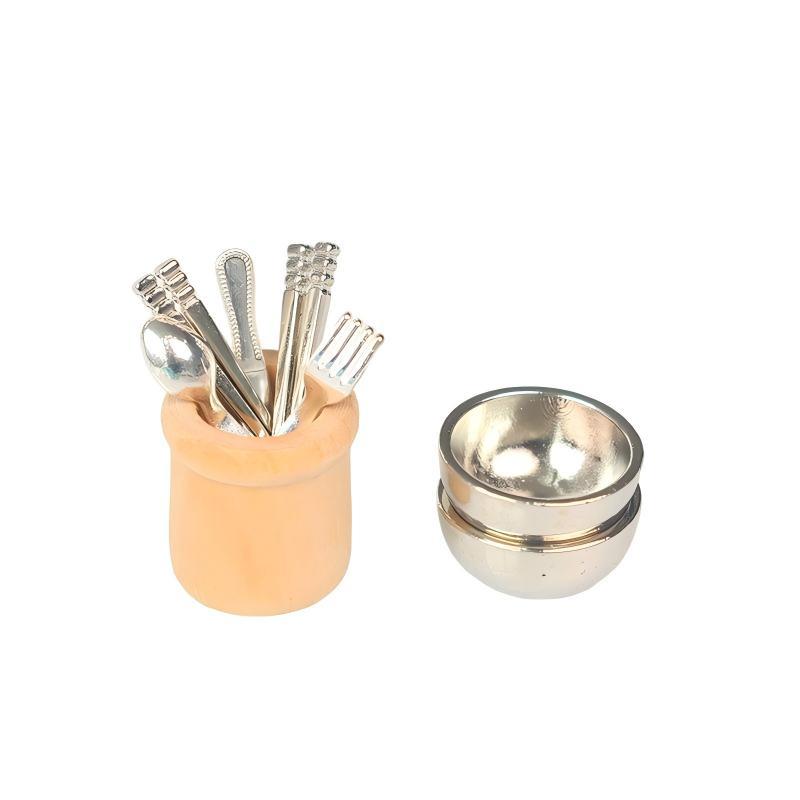 Miniature Kitchen Utensils Set 1:12 Scale Dollhouse Cookware Tools Dollhouse Kitchen Decoration Micro Scene Pretend Play