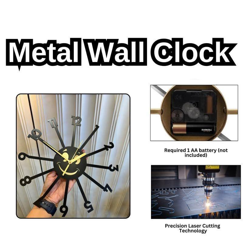 Stylish Modern Classic Design Wall Mount Clocks | Elegant 12-Inch Wall Hanging Timepiece for Home, Office, Living Room, Bedroom Decor (Sun Design)