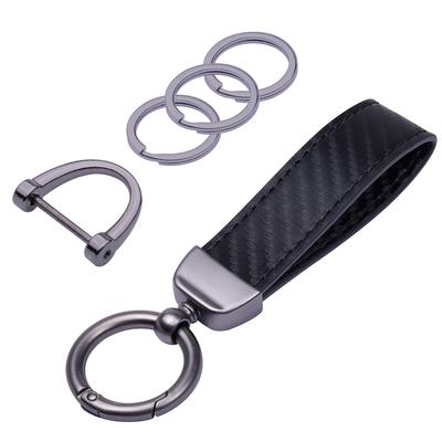 Car Carbon Smart Key Black [Wisdompro] Keychain, Leather, Anti-Loss, Compatible, Stylish, Men's & Women's, (Flat Connector)