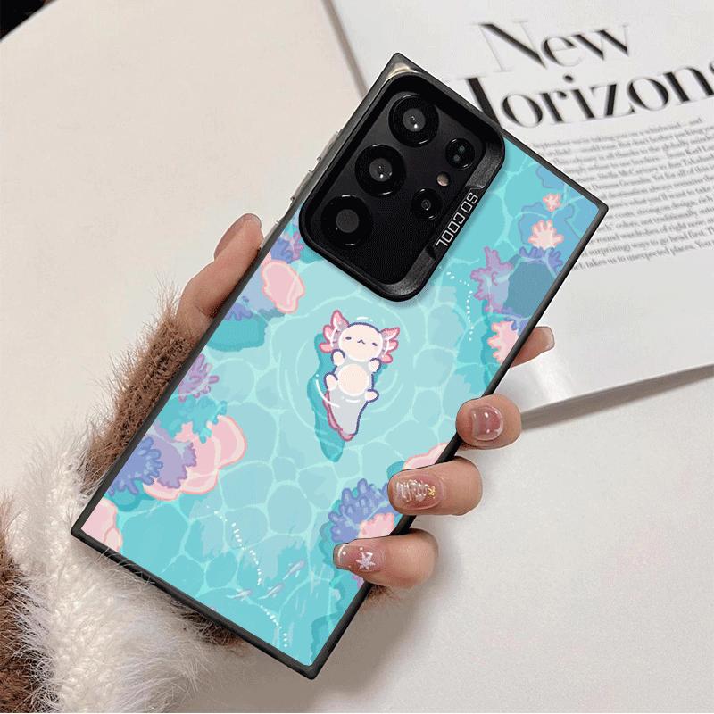 Axolotl Cartoon Süß Stoßfest Handyhülle für Samsung Galaxy S26 Edge S25 Ultra S24 FE S23 Plus S21 Hülle Anti-Fall Fundas