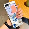 Little Floral Pattern Case For Samsung Galaxy Z FlIP 7 FE 6 5 Z Flip7 Flip6 Flip5 Luxury Plating PC+PU Leather Hybrid Folding Phone Cover