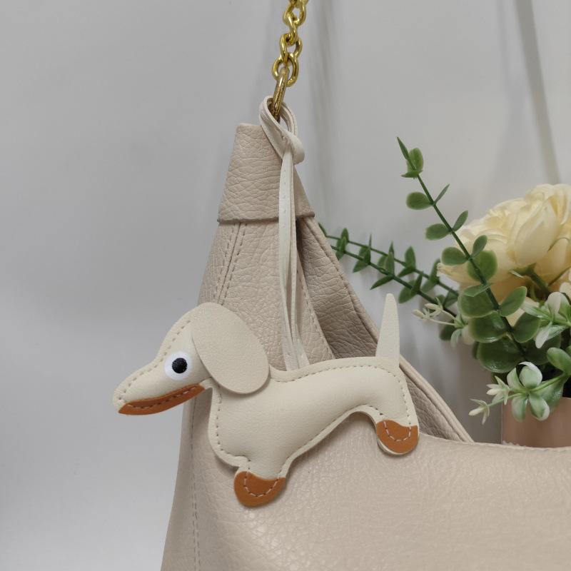 Cross-border Dachshund Pendant: Leather Cartoon Dog Bag & Phone Case Accessory for Cars