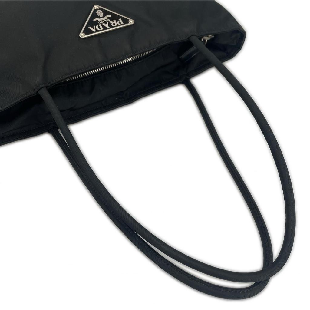 PRADA Triangle logo Tote Bag black Women used