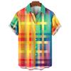 Cartoon Angry Expression Print Short Sleeve Shirt, Loose Comfortable Breathable Lapel Cardigan, Trendy Top for Vacation and Casual Wear
