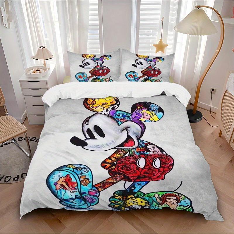 

Набор из 3 предметов Микки Маус, Персонажи Диснея, Постельное белье в стиле тату с пододеяльником + Наволочками, Всесезонный полиэстер, Дом и Декор 80 135x200cm