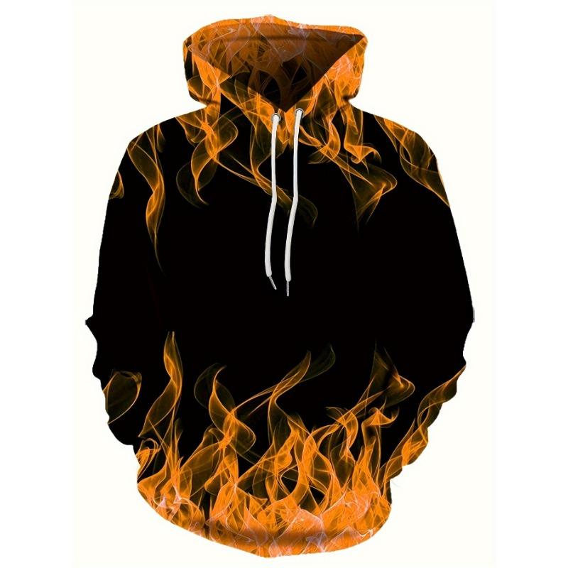2025 Creative Flame 3D Print Hoodie, Cool Hoodies Mens,Spring Autumn Pullover Hooded Sweatshirt,Oversized Harajuku Y2k Clothes