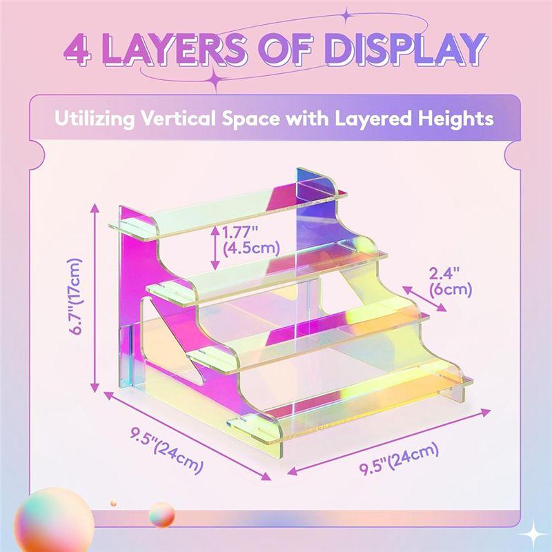 VOFUN-4 Tier Iridescent Display Risers Stand, Plastic Risers For Display, Perfume Organizer, Display For Figures