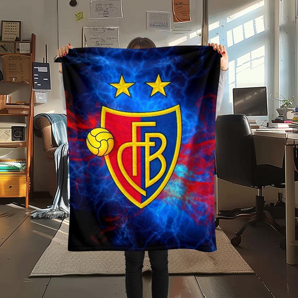 1Pc FC Basel 1893 Print Flannel Blanket High Quality Warm Comfortable Cover for All Seasons Perfect for Gifts Home Decor