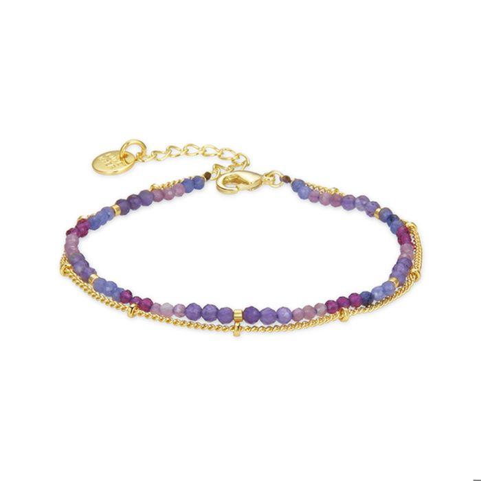 Bracelet - Aiel - Cristal violet - Or jaune 18K - 15 cm + 3 cm d'extension - Mousqueton