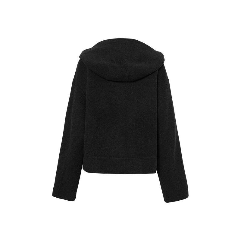 eifini Women's Hooded Wool Blend Short Coat