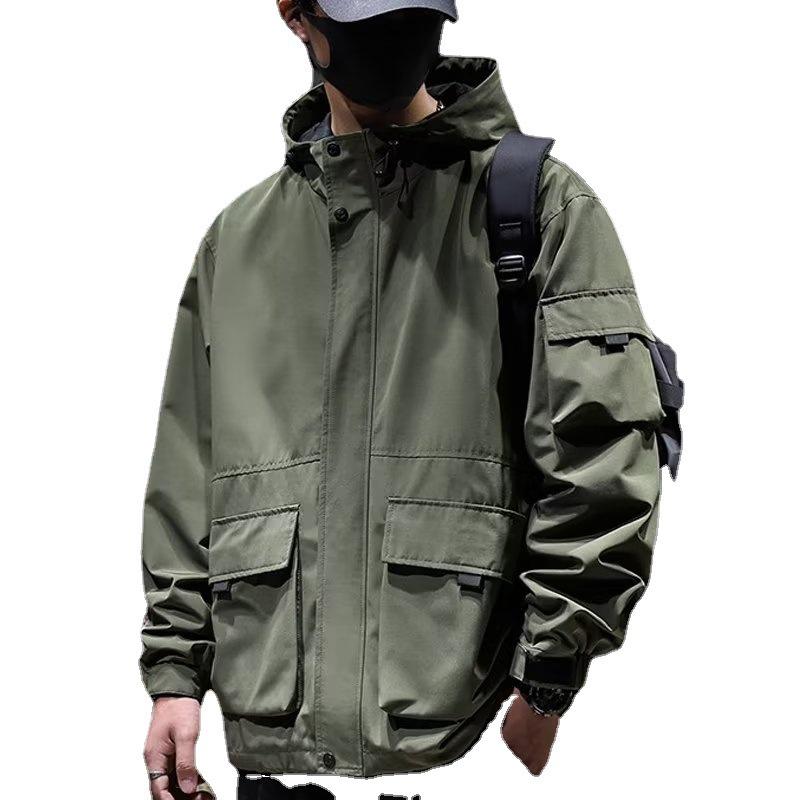 Чоловіча водонепроникна та вітрозахисна куртка для альпінізму з капюшоном - Легка, осіння, одношарова, для активного відпочинку та повсякденного носіння